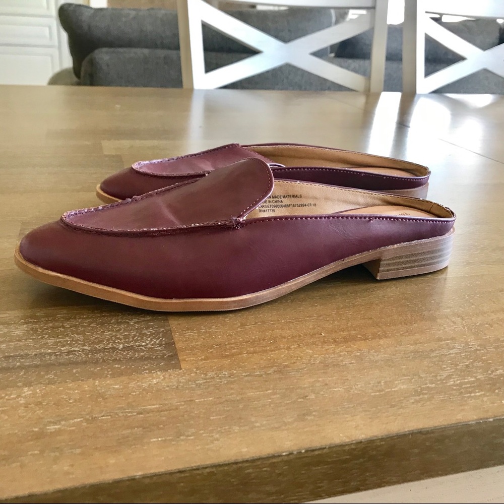 Plum slip on loafers
